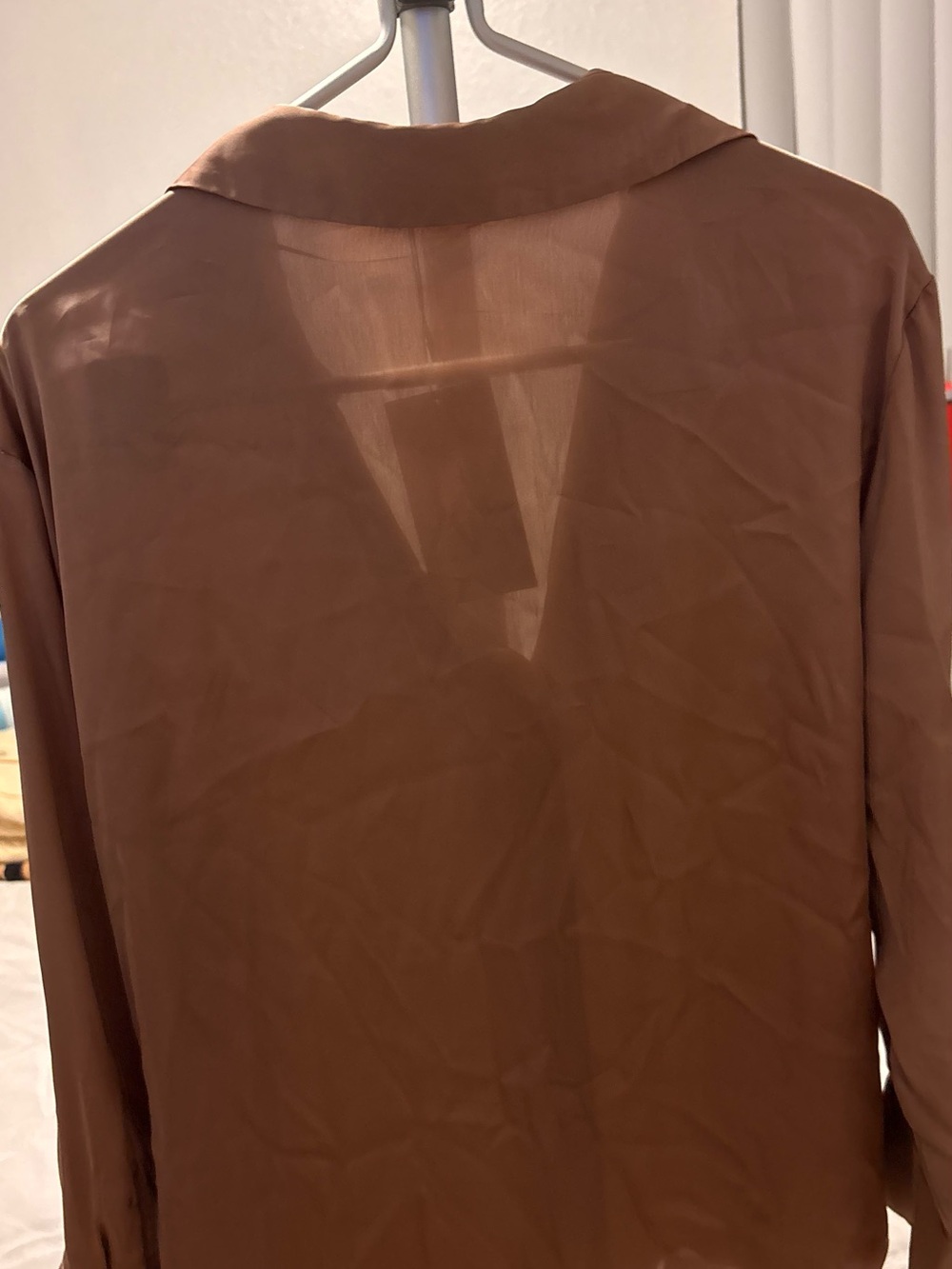 Zara Satin Button-Front Blouse in Copper - Picture 3 of 3